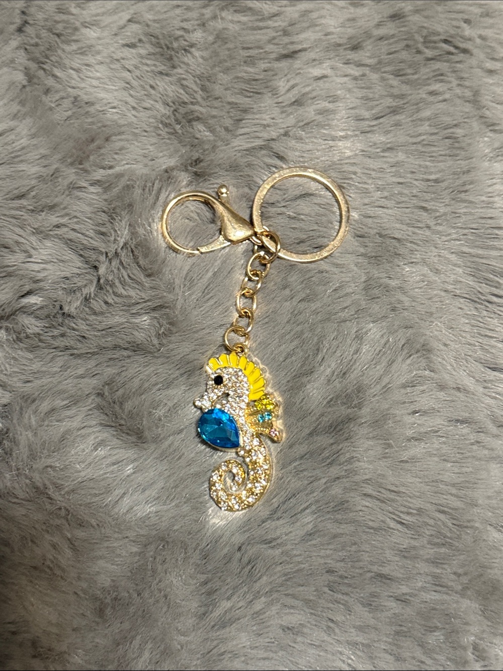 3 for 10🎉Seahorse Crystal Bag Charm/Keychain Charm in Yellow and Blue
